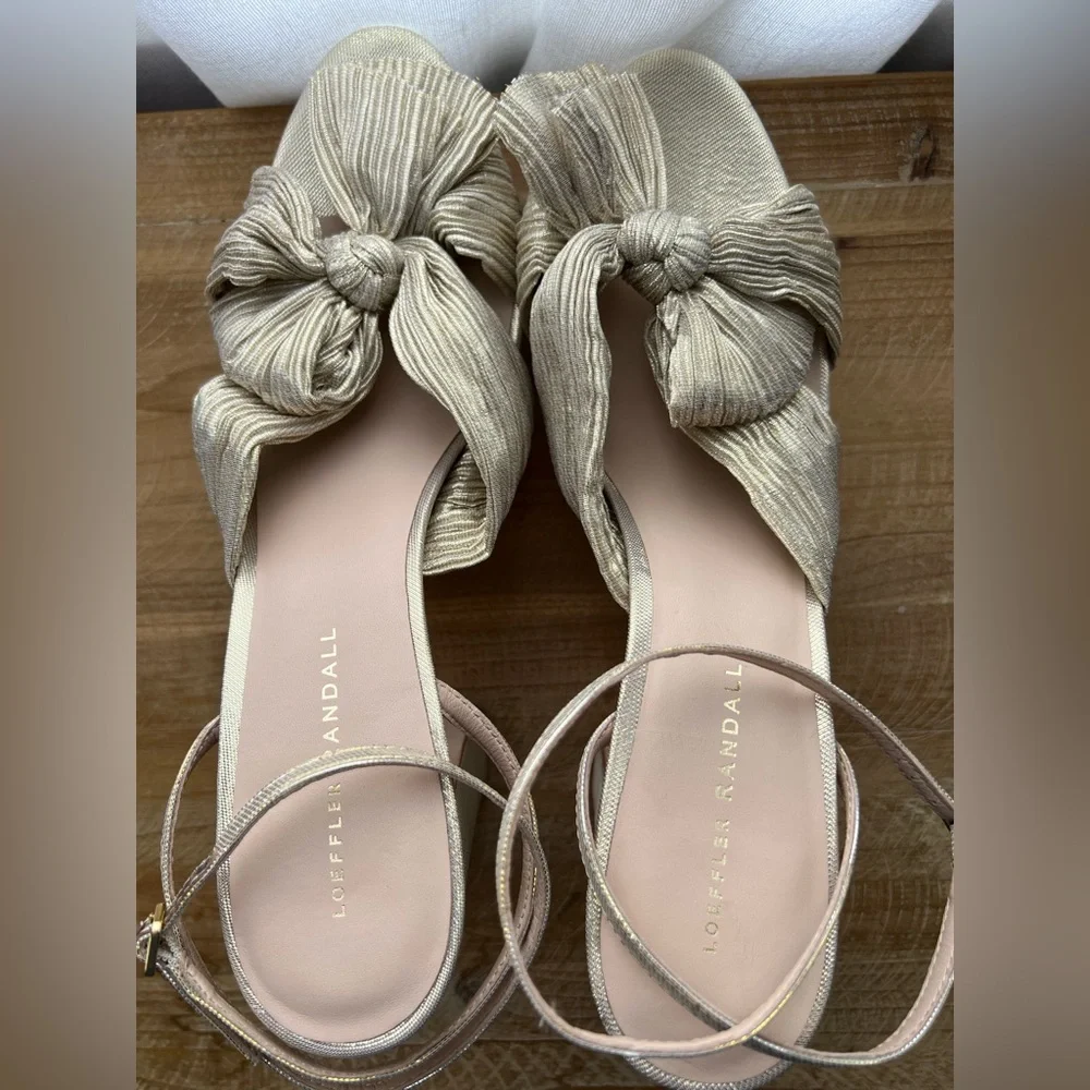 Loeffler Randall Natalia Platinum Platform Bow Heel Women’s Size 12 in Platinum